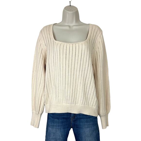 Stitches and Stripes Cotton Butter Cream Square Neck Sweater NEW Size XXL - Picture 9 of 9